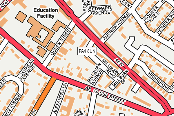 PA4 8UN map - OS OpenMap – Local (Ordnance Survey) PA4 8UN map - OS OpenMap – Local (Ordnance Survey)