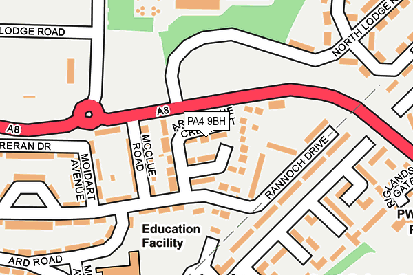 PA4 9BH map - OS OpenMap – Local (Ordnance Survey) PA4 9BH map - OS OpenMap – Local (Ordnance Survey)