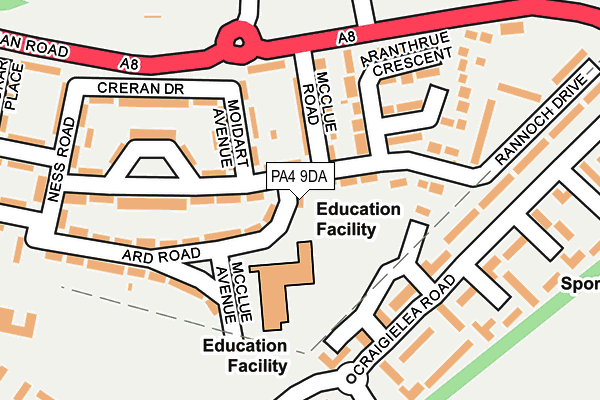 PA4 9DA map - OS OpenMap – Local (Ordnance Survey) PA4 9DA map - OS OpenMap – Local (Ordnance Survey)