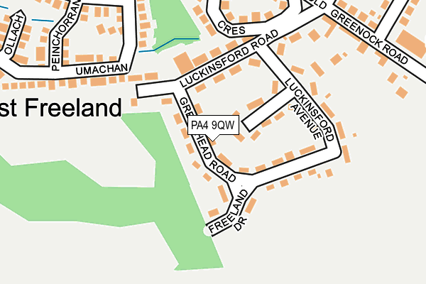 PA4 9QW map - OS OpenMap – Local (Ordnance Survey) PA4 9QW map - OS OpenMap – Local (Ordnance Survey)