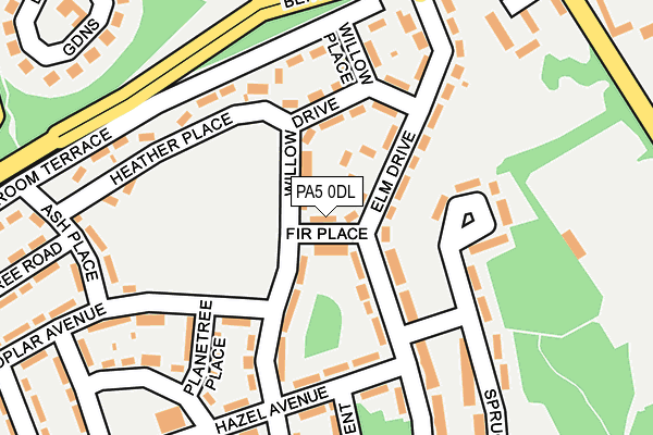 PA5 0DL map - OS OpenMap – Local (Ordnance Survey) PA5 0DL map - OS OpenMap – Local (Ordnance Survey)