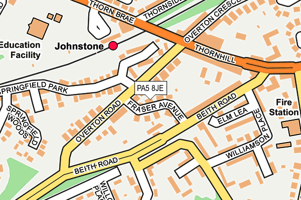 PA5 8JE map - OS OpenMap – Local (Ordnance Survey) PA5 8JE map - OS OpenMap – Local (Ordnance Survey)