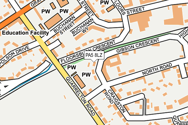 PA5 8LZ map - OS OpenMap – Local (Ordnance Survey) PA5 8LZ map - OS OpenMap – Local (Ordnance Survey)