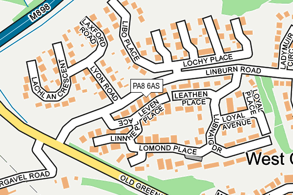 PA8 6AS map - OS OpenMap – Local (Ordnance Survey) PA8 6AS map - OS OpenMap – Local (Ordnance Survey)