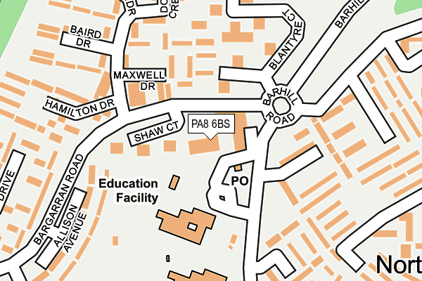 PA8 6BS map - OS OpenMap – Local (Ordnance Survey) PA8 6BS map - OS OpenMap – Local (Ordnance Survey)