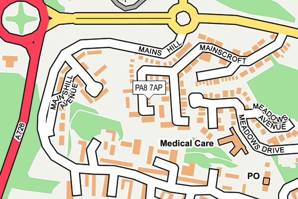 PA8 7AP map - OS OpenMap – Local (Ordnance Survey) PA8 7AP map - OS OpenMap – Local (Ordnance Survey)