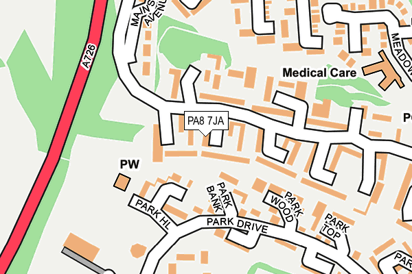 PA8 7JA map - OS OpenMap – Local (Ordnance Survey) PA8 7JA map - OS OpenMap – Local (Ordnance Survey)