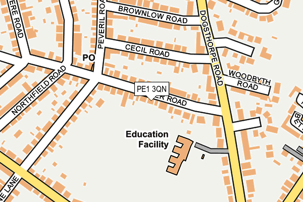 PE1 3QN map - OS OpenMap – Local (Ordnance Survey)
