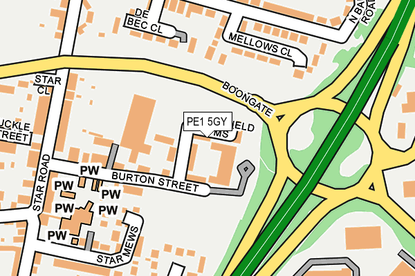 PE1 5GY map - OS OpenMap – Local (Ordnance Survey) PE1 5GY map - OS OpenMap – Local (Ordnance Survey)