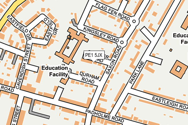 PE1 5JX map - OS OpenMap – Local (Ordnance Survey)