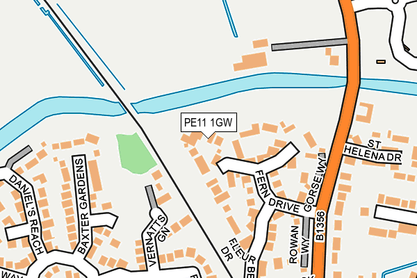 PE11 1GW map - OS OpenMap – Local (Ordnance Survey) PE11 1GW map - OS OpenMap – Local (Ordnance Survey)