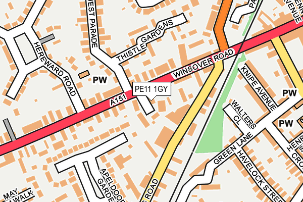 PE11 1GY map - OS OpenMap – Local (Ordnance Survey) PE11 1GY map - OS OpenMap – Local (Ordnance Survey)