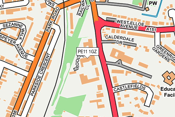 PE11 1GZ map - OS OpenMap – Local (Ordnance Survey)