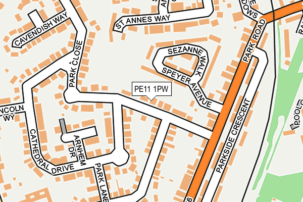 PE11 1PW map - OS OpenMap – Local (Ordnance Survey) PE11 1PW map - OS OpenMap – Local (Ordnance Survey)