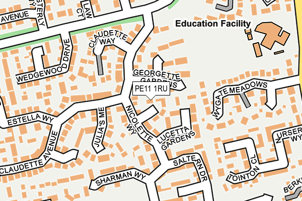 PE11 1RU map - OS OpenMap – Local (Ordnance Survey)