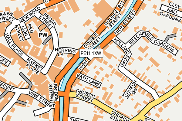 PE11 1XW map - OS OpenMap – Local (Ordnance Survey) PE11 1XW map - OS OpenMap – Local (Ordnance Survey)