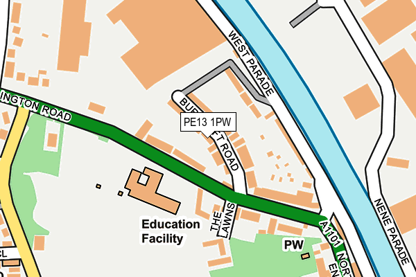 PE13 1PW map - OS OpenMap – Local (Ordnance Survey) PE13 1PW map - OS OpenMap – Local (Ordnance Survey)