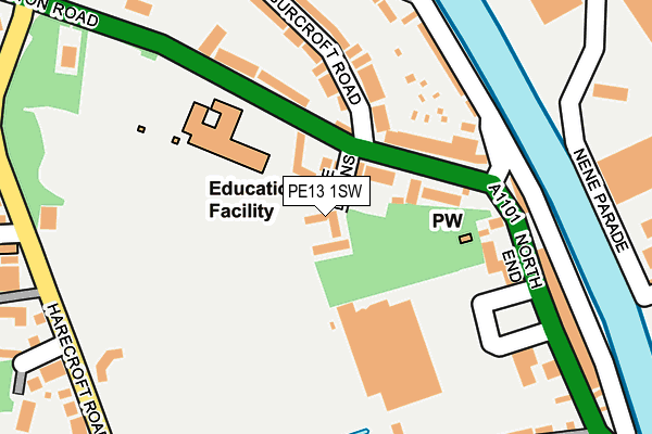 PE13 1SW map - OS OpenMap – Local (Ordnance Survey) PE13 1SW map - OS OpenMap – Local (Ordnance Survey)