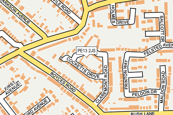 PE13 2JS map - OS OpenMap – Local (Ordnance Survey) PE13 2JS map - OS OpenMap – Local (Ordnance Survey)