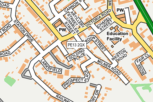 PE13 2QX map - OS OpenMap – Local (Ordnance Survey) PE13 2QX map - OS OpenMap – Local (Ordnance Survey)