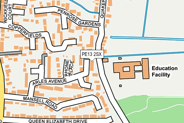 PE13 2SX map - OS OpenMap – Local (Ordnance Survey) PE13 2SX map - OS OpenMap – Local (Ordnance Survey)