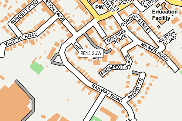 PE13 2UW map - OS OpenMap – Local (Ordnance Survey) PE13 2UW map - OS OpenMap – Local (Ordnance Survey)