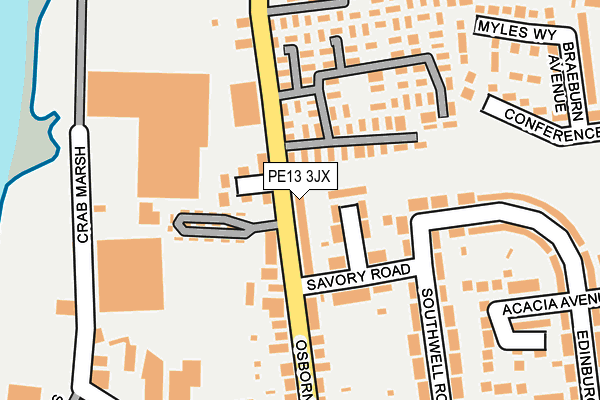 PE13 3JX map - OS OpenMap – Local (Ordnance Survey) PE13 3JX map - OS OpenMap – Local (Ordnance Survey)