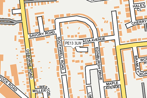 PE13 3LW map - OS OpenMap – Local (Ordnance Survey) PE13 3LW map - OS OpenMap – Local (Ordnance Survey)