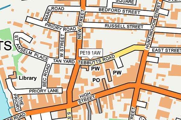 PE19 1AW map - OS OpenMap – Local (Ordnance Survey) PE19 1AW map - OS OpenMap – Local (Ordnance Survey)