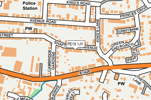 PE19 1JY map - OS OpenMap – Local (Ordnance Survey)