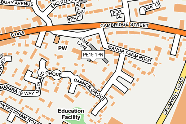 PE19 1PN map - OS OpenMap – Local (Ordnance Survey)