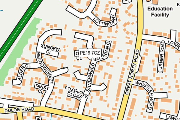 PE19 7GZ map - OS OpenMap – Local (Ordnance Survey)