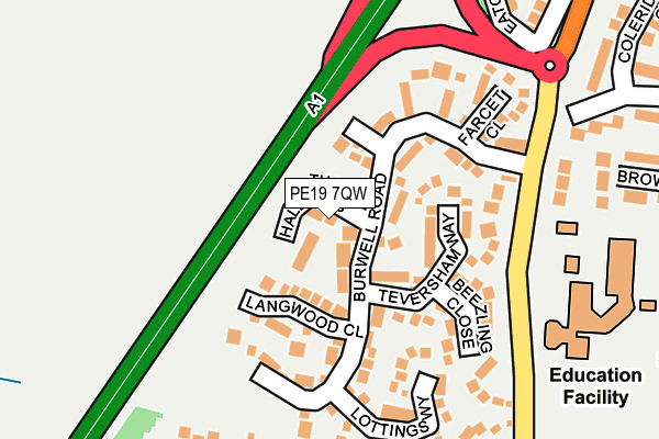 PE19 7QW map - OS OpenMap – Local (Ordnance Survey)