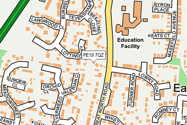 PE19 7QZ map - OS OpenMap – Local (Ordnance Survey)