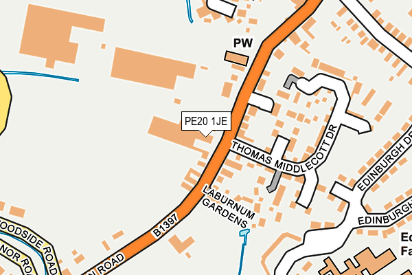 PE20 1JE map - OS OpenMap – Local (Ordnance Survey) PE20 1JE map - OS OpenMap – Local (Ordnance Survey)