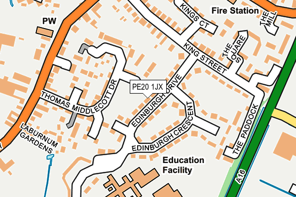PE20 1JX map - OS OpenMap – Local (Ordnance Survey) PE20 1JX map - OS OpenMap – Local (Ordnance Survey)