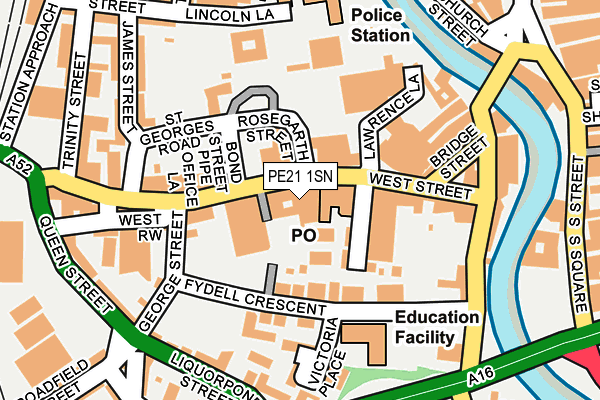 PE21 1SN map - OS OpenMap – Local (Ordnance Survey) PE21 1SN map - OS OpenMap – Local (Ordnance Survey)