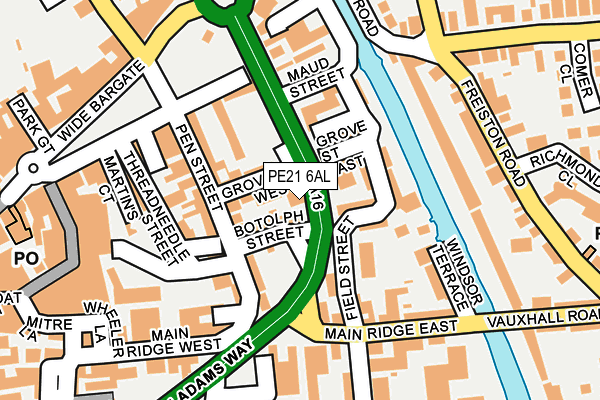 PE21 6AL map - OS OpenMap – Local (Ordnance Survey) PE21 6AL map - OS OpenMap – Local (Ordnance Survey)