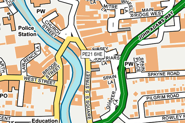 PE21 6HE map - OS OpenMap – Local (Ordnance Survey) PE21 6HE map - OS OpenMap – Local (Ordnance Survey)