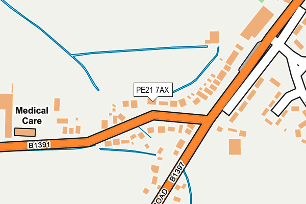 PE21 7AX map - OS OpenMap – Local (Ordnance Survey) PE21 7AX map - OS OpenMap – Local (Ordnance Survey)