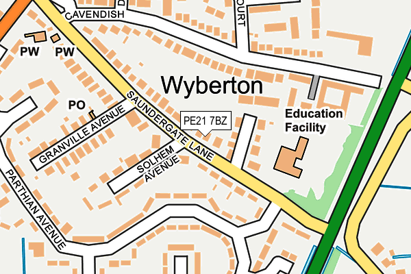 PE21 7BZ map - OS OpenMap – Local (Ordnance Survey)