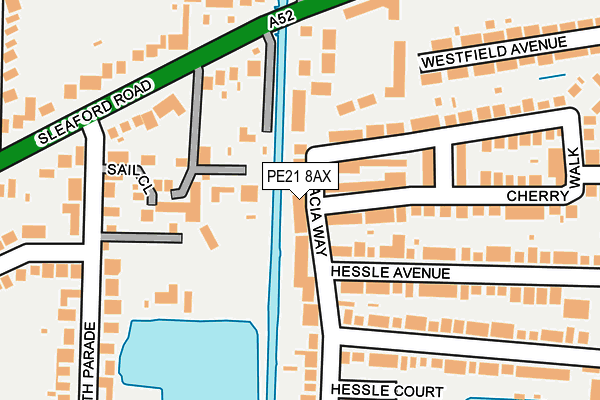PE21 8AX map - OS OpenMap – Local (Ordnance Survey) PE21 8AX map - OS OpenMap – Local (Ordnance Survey)