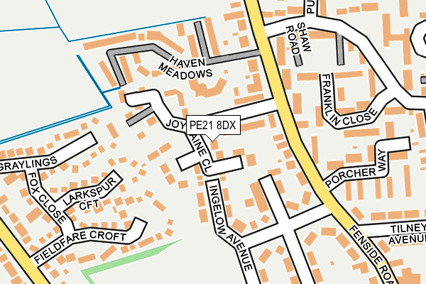 PE21 8DX map - OS OpenMap – Local (Ordnance Survey) PE21 8DX map - OS OpenMap – Local (Ordnance Survey)