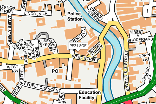 PE21 8QE map - OS OpenMap – Local (Ordnance Survey) PE21 8QE map - OS OpenMap – Local (Ordnance Survey)