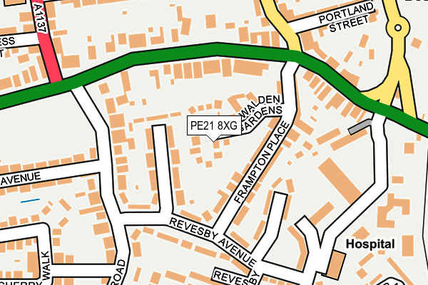 PE21 8XG map - OS OpenMap – Local (Ordnance Survey) PE21 8XG map - OS OpenMap – Local (Ordnance Survey)