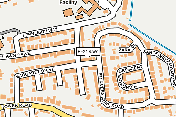PE21 9AW map - OS OpenMap – Local (Ordnance Survey) PE21 9AW map - OS OpenMap – Local (Ordnance Survey)