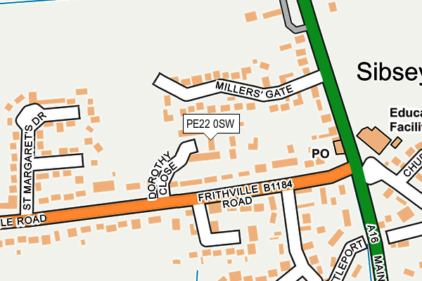 PE22 0SW map - OS OpenMap – Local (Ordnance Survey) PE22 0SW map - OS OpenMap – Local (Ordnance Survey)