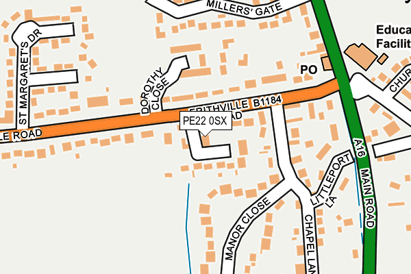 PE22 0SX map - OS OpenMap – Local (Ordnance Survey) PE22 0SX map - OS OpenMap – Local (Ordnance Survey)