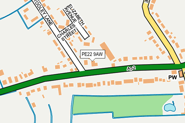 PE22 9AW map - OS OpenMap – Local (Ordnance Survey) PE22 9AW map - OS OpenMap – Local (Ordnance Survey)