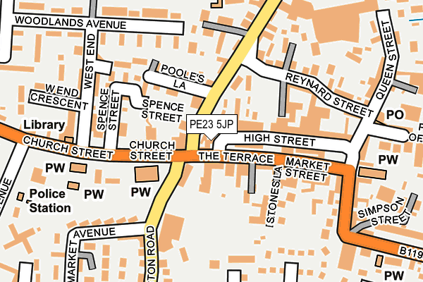 PE23 5JP map - OS OpenMap – Local (Ordnance Survey) PE23 5JP map - OS OpenMap – Local (Ordnance Survey)